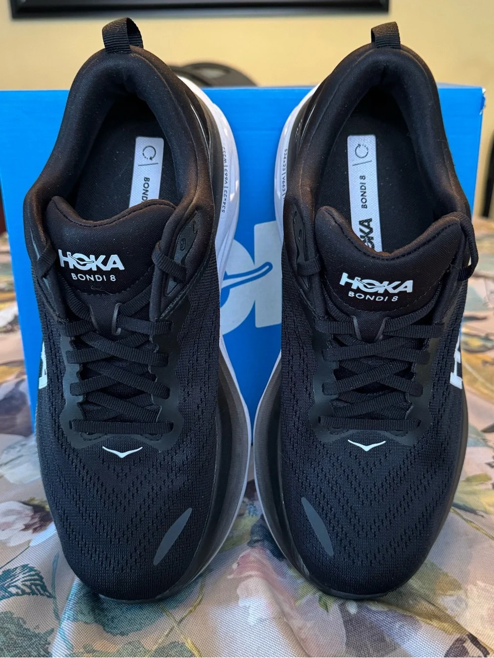 Hoka Women’s Bondi 8 Black and White Running Shoes
